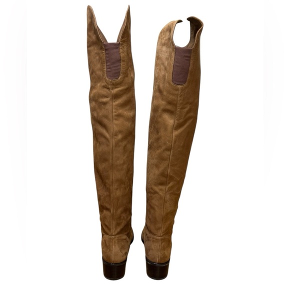 Stuart Weitzman - “Dunkirk” Over-The-Knee Suede Boots in Rice - Size 8.5, Brown - Picture 4 of 14